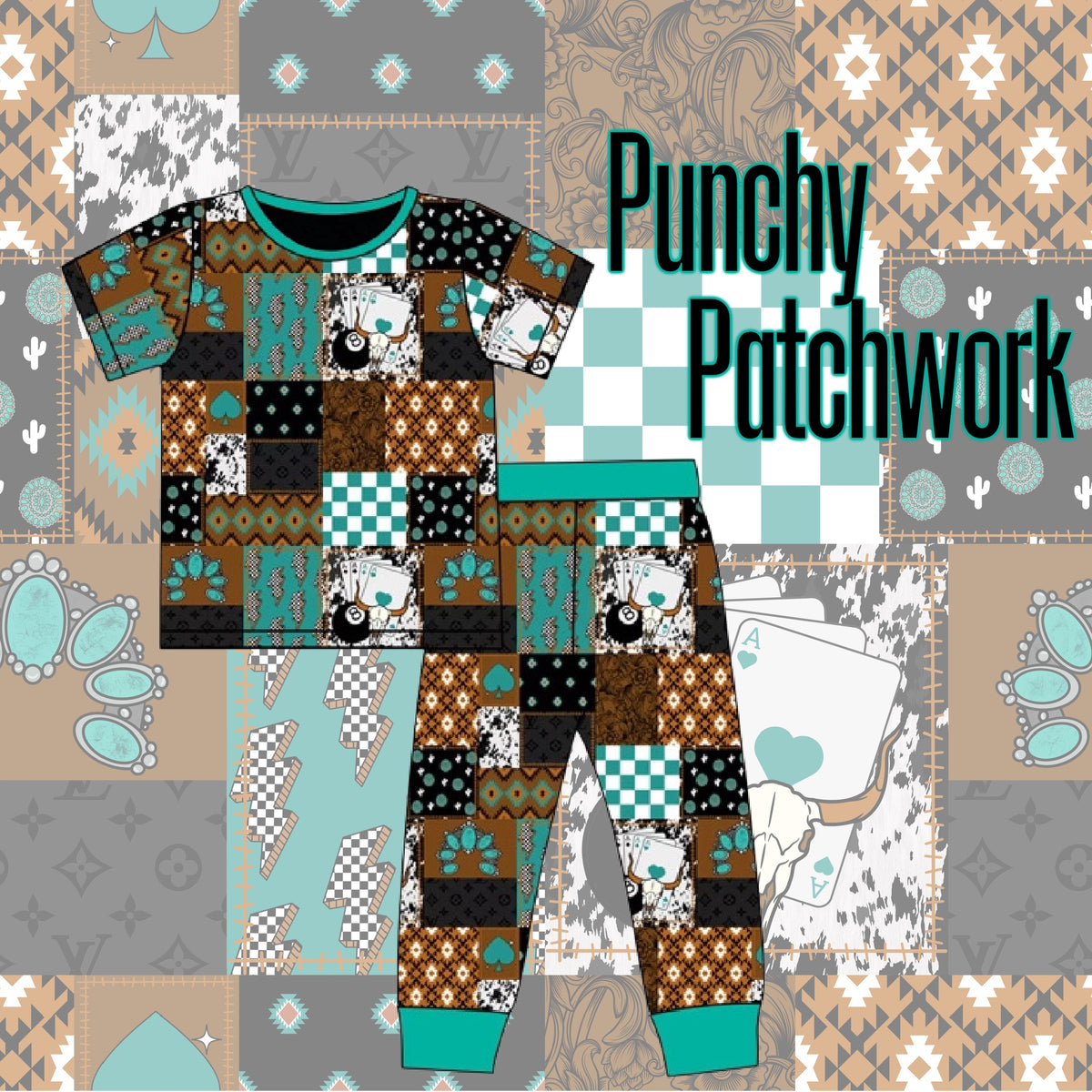 Punchy Patchwork Littles Bamboo Tee & Pant Set