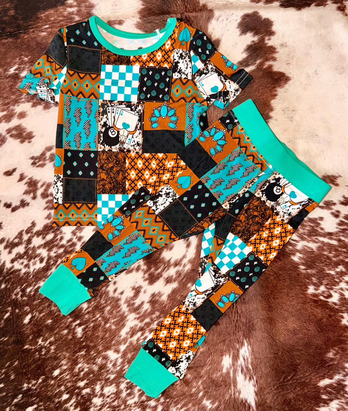 Punchy Patchwork Littles Bamboo Tee & Pant Set