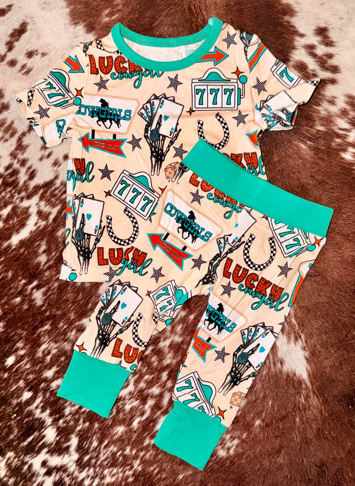 Vegas Cowgirl Littles Bamboo Tee & Pant Set