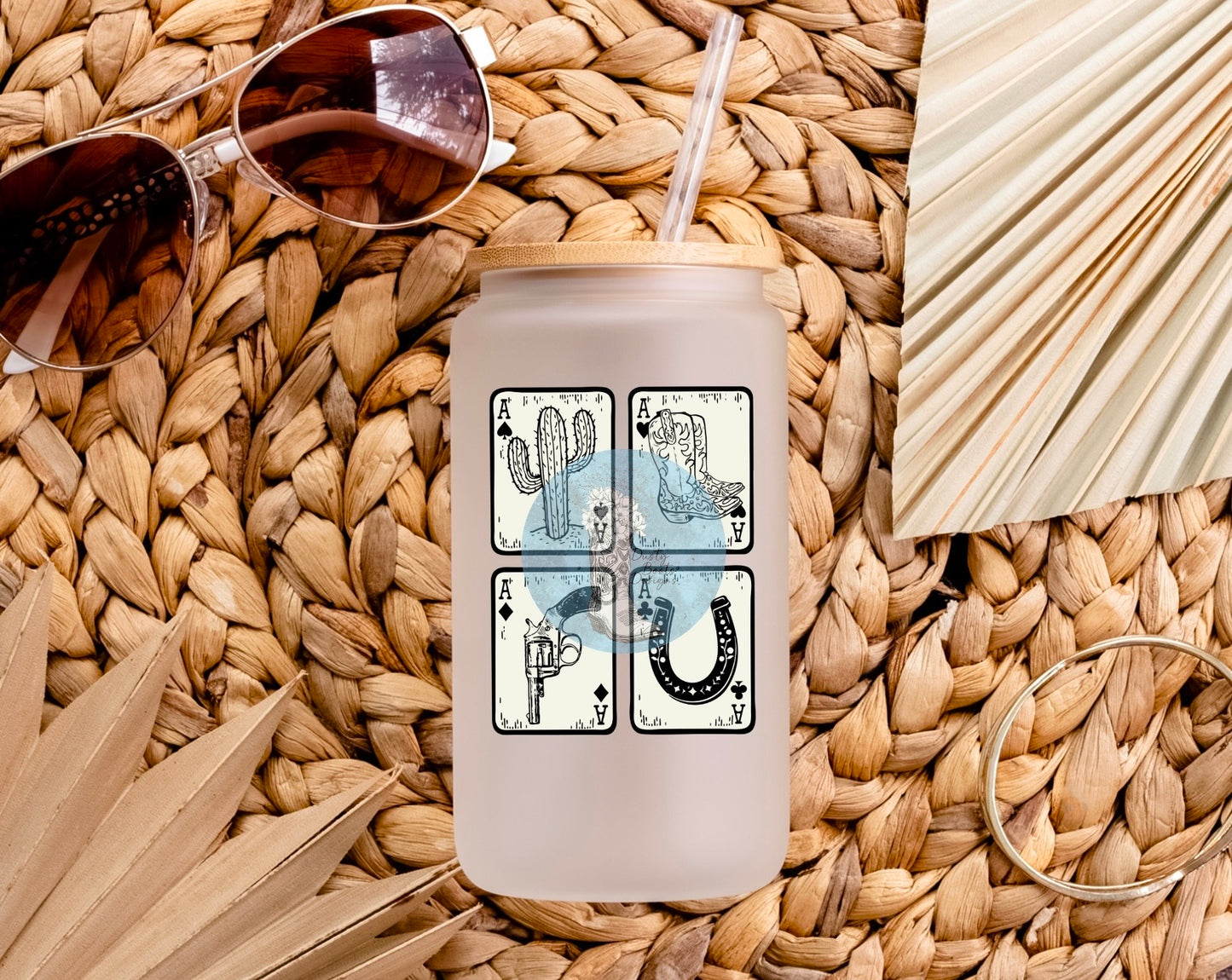 Aces Frosted Glass Can