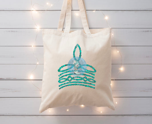 Turquoise Boot Stitch Tote