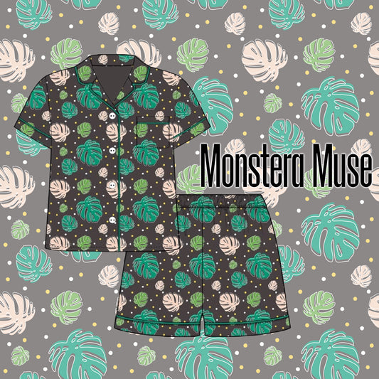Monstera Muse Adult Bamboo Tee & Short Set