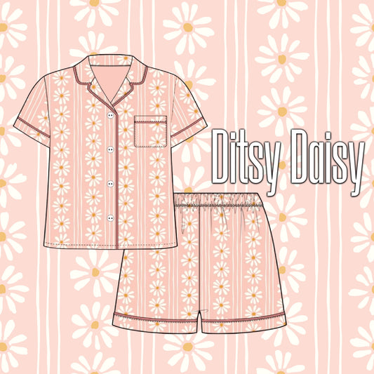 Ditsy Daisy Pink Adult Bamboo Tee & Short Set