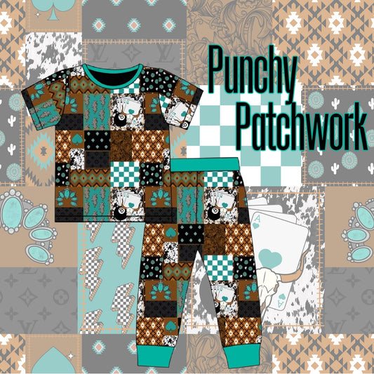 Punchy Patchwork Littles Bamboo Tee & Pant Set