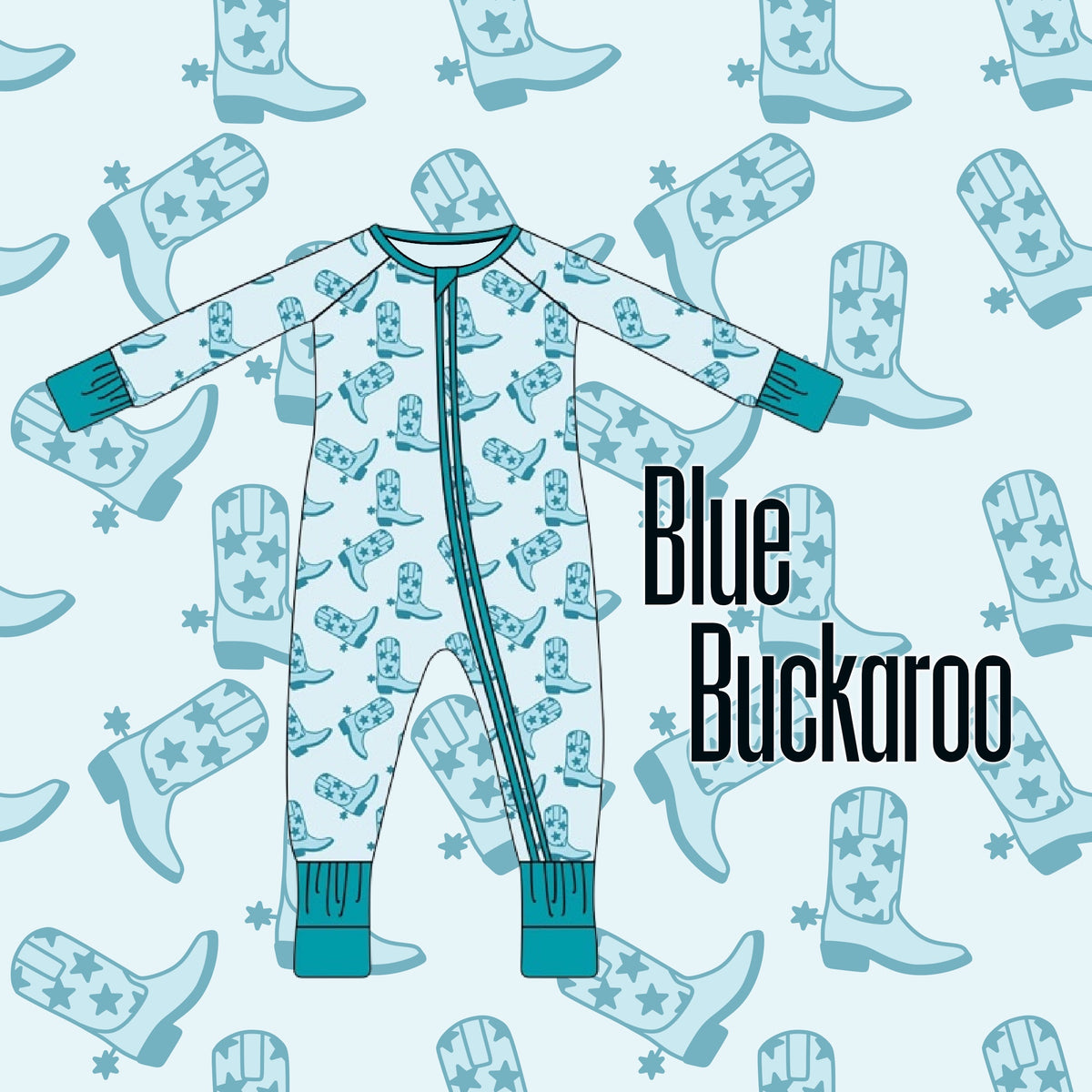 Blue Buckaroo Bamboo Zippie