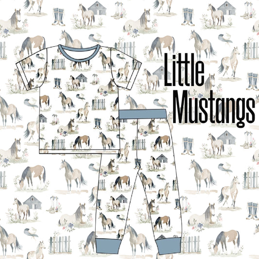 Little Mustangs Littles Bamboo Tee & Pant Set