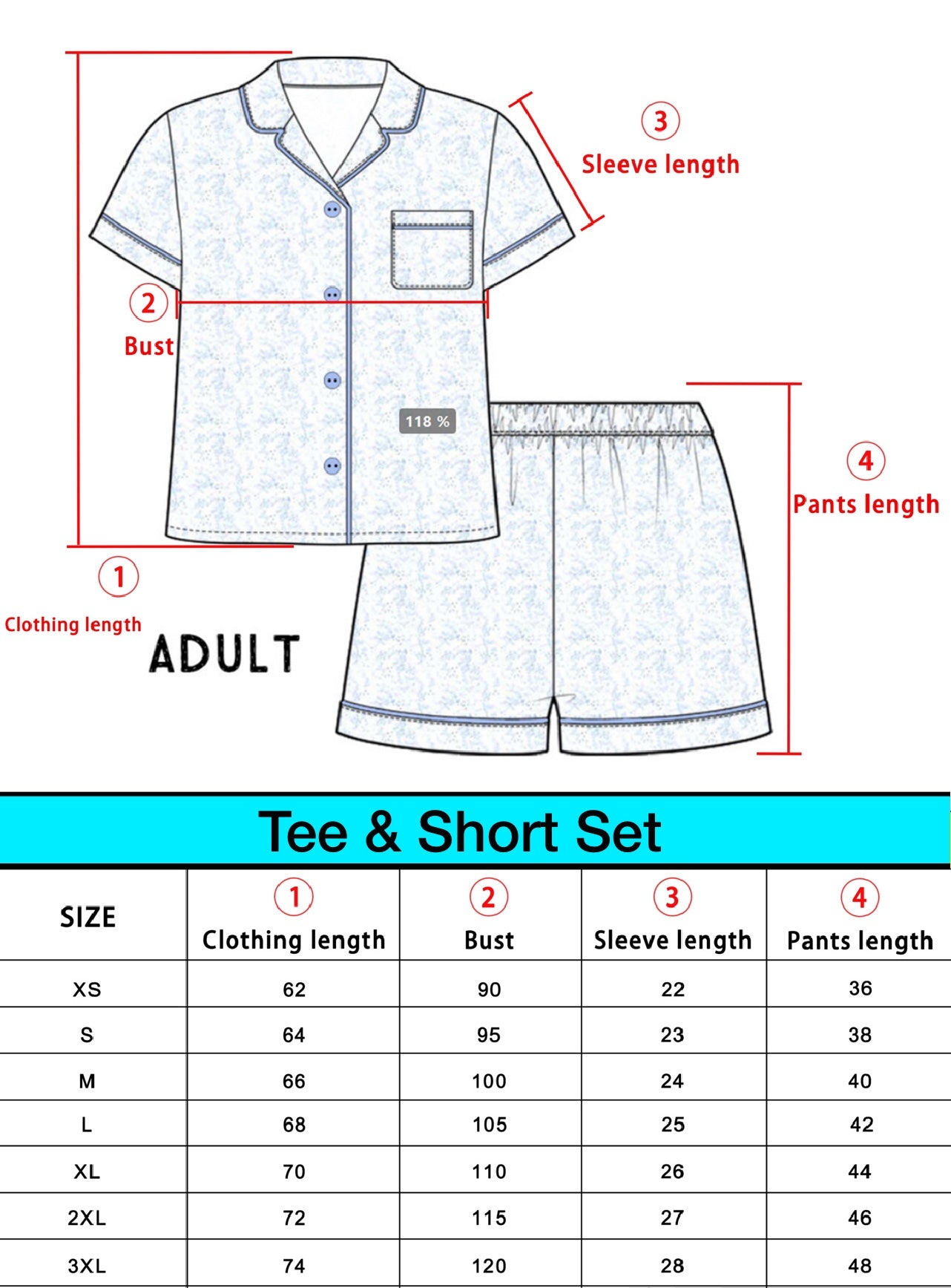 Adult Bamboo Tee & Short Set