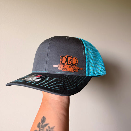 DBD Cut-Out Leather Patch Snapback in Charcoal/Teal