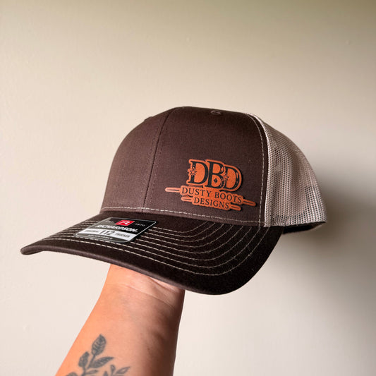 DBD Cut-Out Leather Patch Snapback in Brown/Khaki
