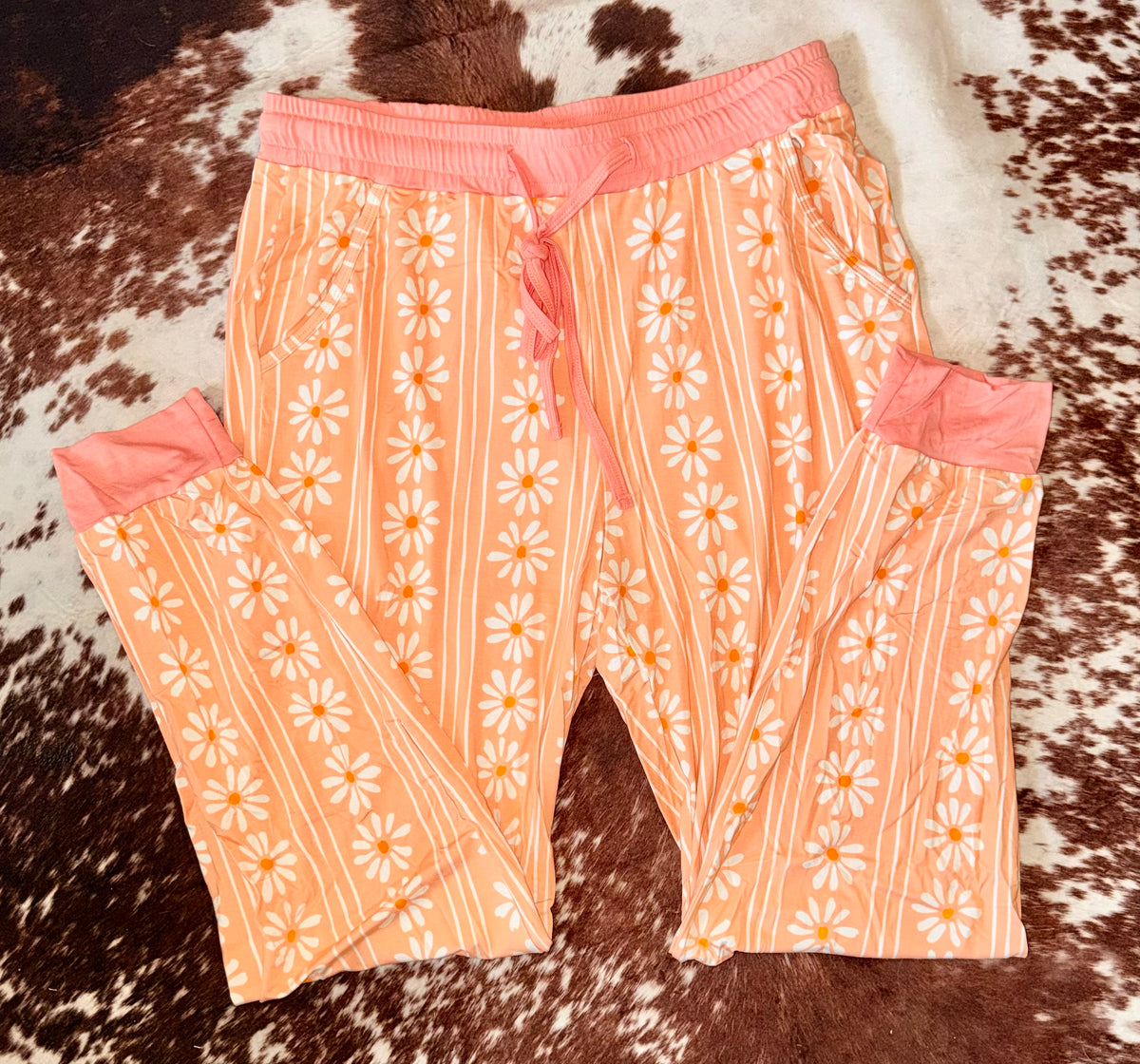 Ditsy Daisy Pink Adult Bamboo Joggers