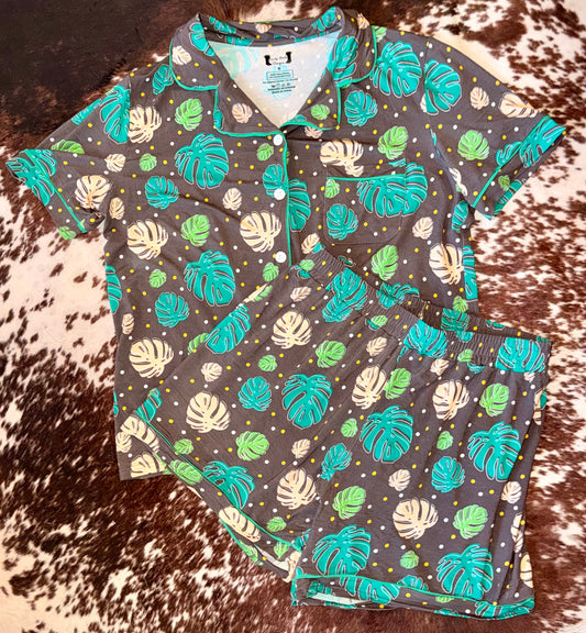 Monstera Muse Adult Bamboo Tee & Short Set