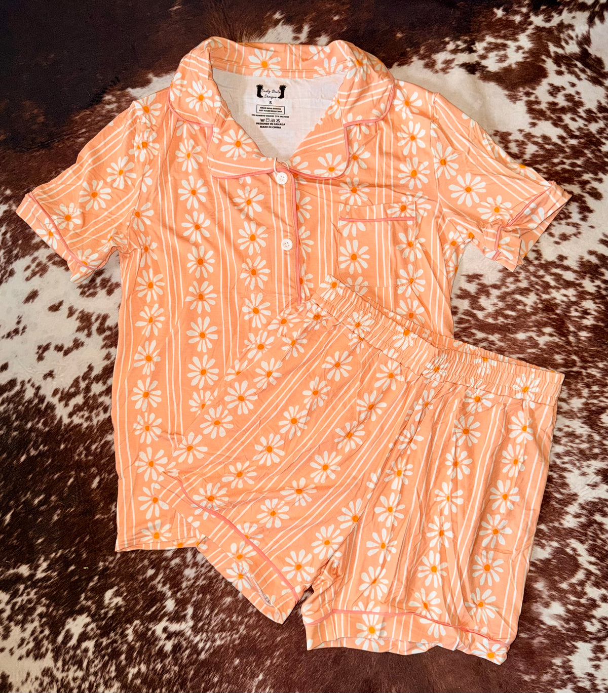 Ditsy Daisy Pink Adult Bamboo Tee & Short Set