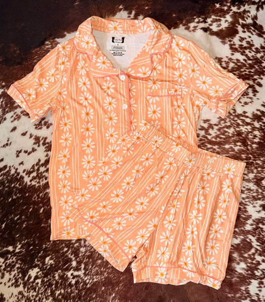 Ditsy Daisy Pink Adult Bamboo Tee & Short Set