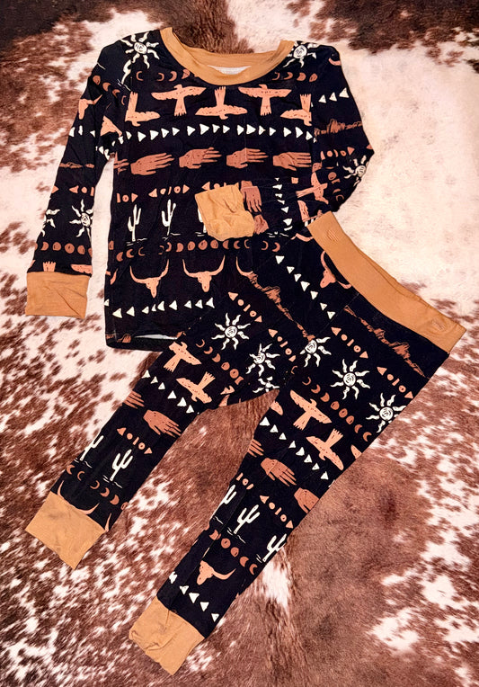 Cosmic Cowhands Littles Long Sleeve Bamboo Set
