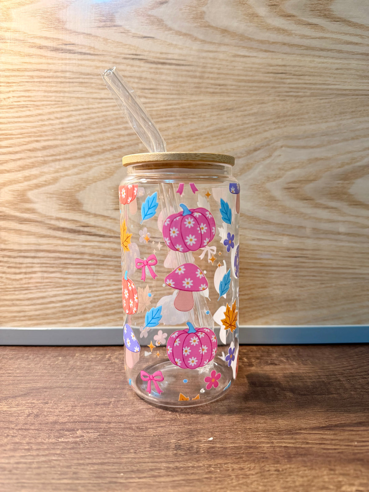 Pumpkin Patch Glass Can