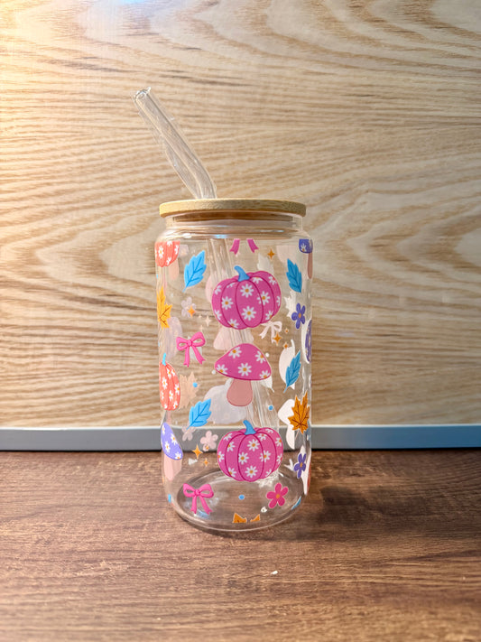 Pumpkin Patch Glass Can