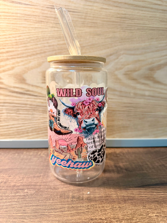 Long Live Cowgirls Glass Can